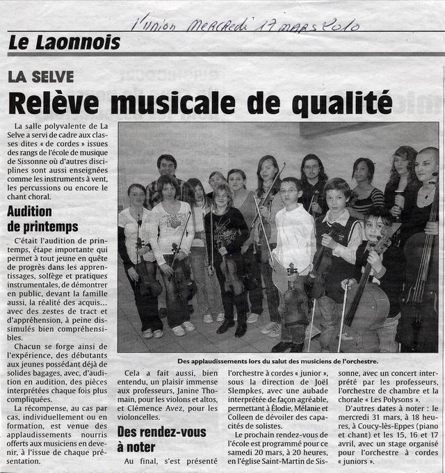 Concert à La SelveL'Union 17 mars 2010