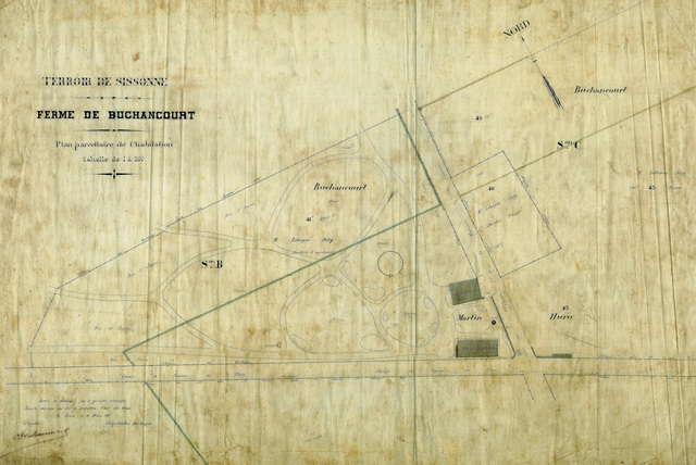1897 - Plan prparatoire de la ferme de Buchancourt avant expropriation.