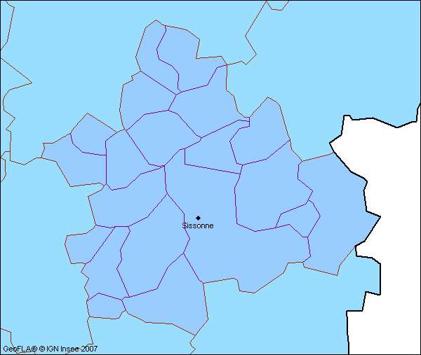Carte du canton de Sissonne par communes