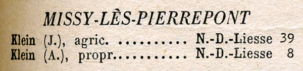 Missy-lès-Pierrepont : téléphones 1951