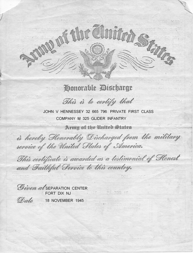 Son certificat de libération de l'armée