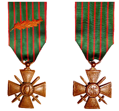 Croix de guerre 1914-1918<br>(Recto et verso)