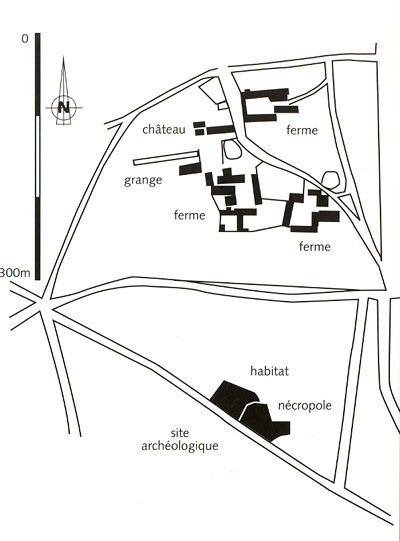 Plan d'ensemble du site archéologique et des fermes anciennes.