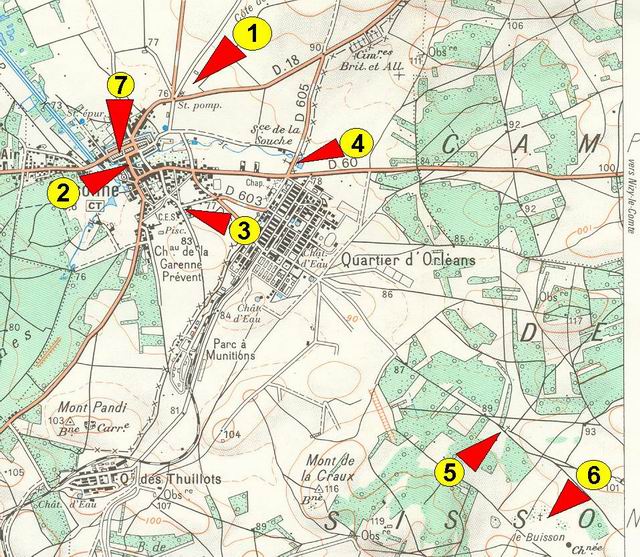 Plan global de situation des croix et calvaires de Sissonne : Cliquez pour accder aux paragraphes.