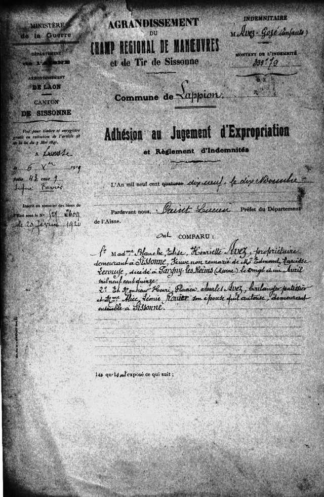 Bulletin d'adhsion au jugement d'expropriation.