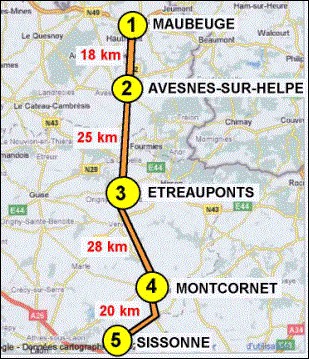 Maubeuge-Sissonne  pieds : 91km - 4 jours