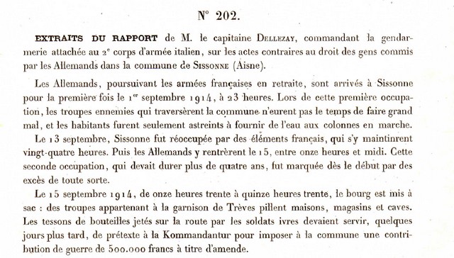 EXTRAITS DU RAPPORT N 202 de M. le capitaine DELLEZAYCliquer pour agrandir