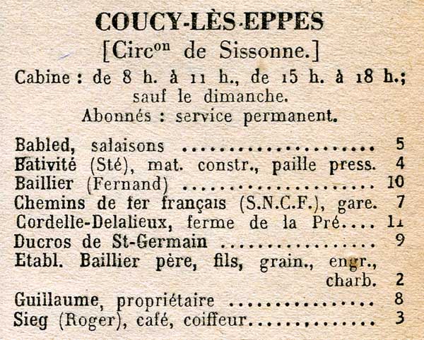 Coucy-ls-Eppes : tlphones 1951